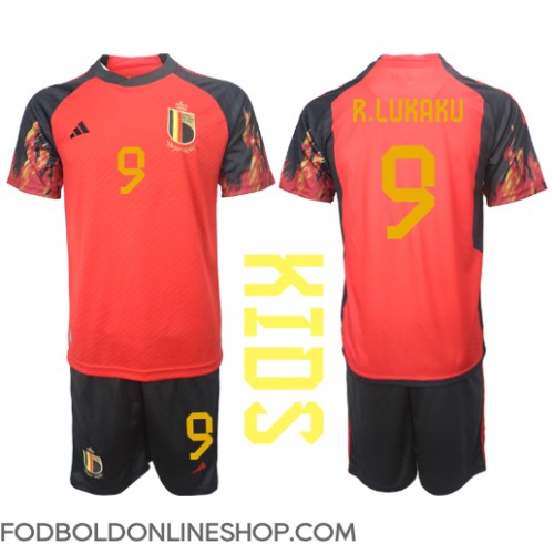 Belgien Romelu Lukaku #9 Hjemme Trøje Børn VM 2022 Kortærmet (+ Korte bukser)